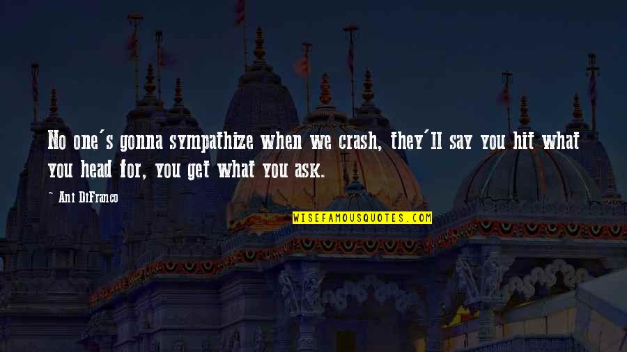 Head'll Quotes By Ani DiFranco: No one's gonna sympathize when we crash, they'll