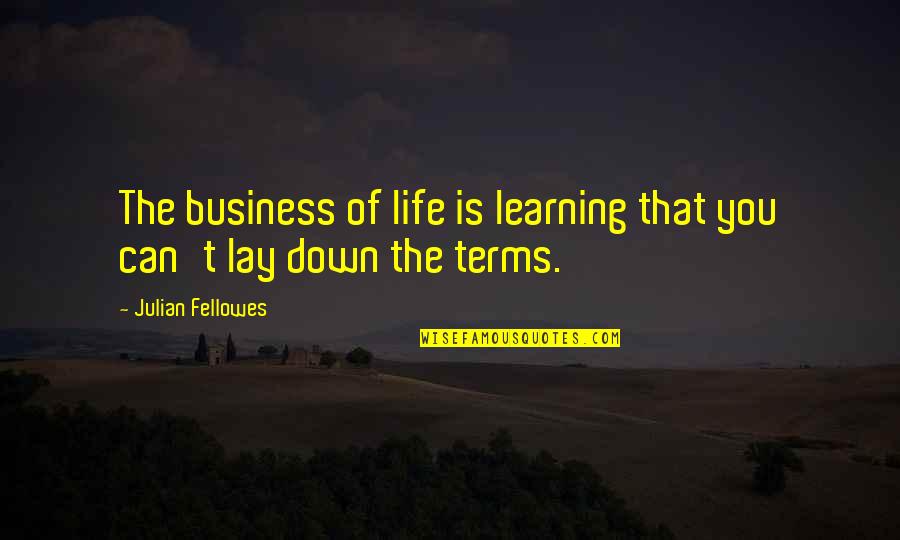 Headmen Anthropology Quotes By Julian Fellowes: The business of life is learning that you