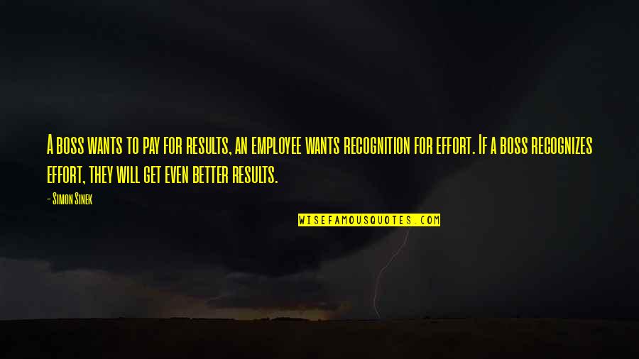 Heafner Motors Quotes By Simon Sinek: A boss wants to pay for results, an Heafner Motors Quotes By Simon Sinek: A boss wants to pay for results, an
