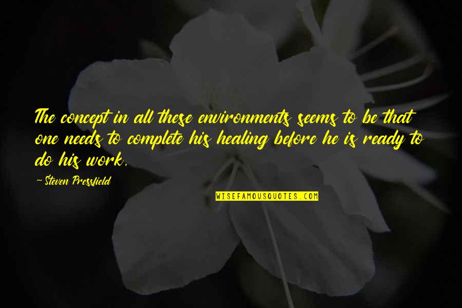 Healing Environments Quotes By Steven Pressfield: The concept in all these environments seems to