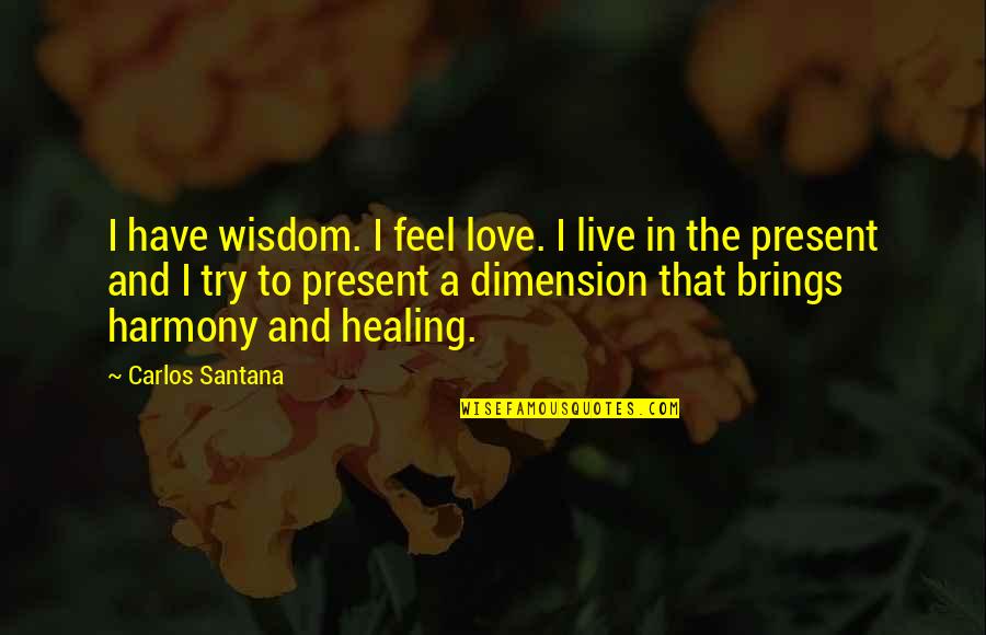 Healing Love Quotes By Carlos Santana: I have wisdom. I feel love. I live