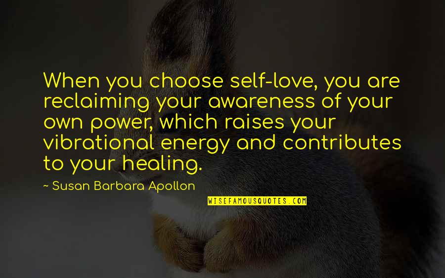 Healing Power Love Quotes By Susan Barbara Apollon: When you choose self-love, you are reclaiming your