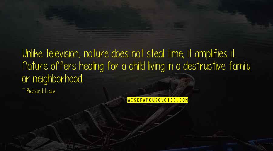 Healing Time Quotes By Richard Louv: Unlike television, nature does not steal time; it