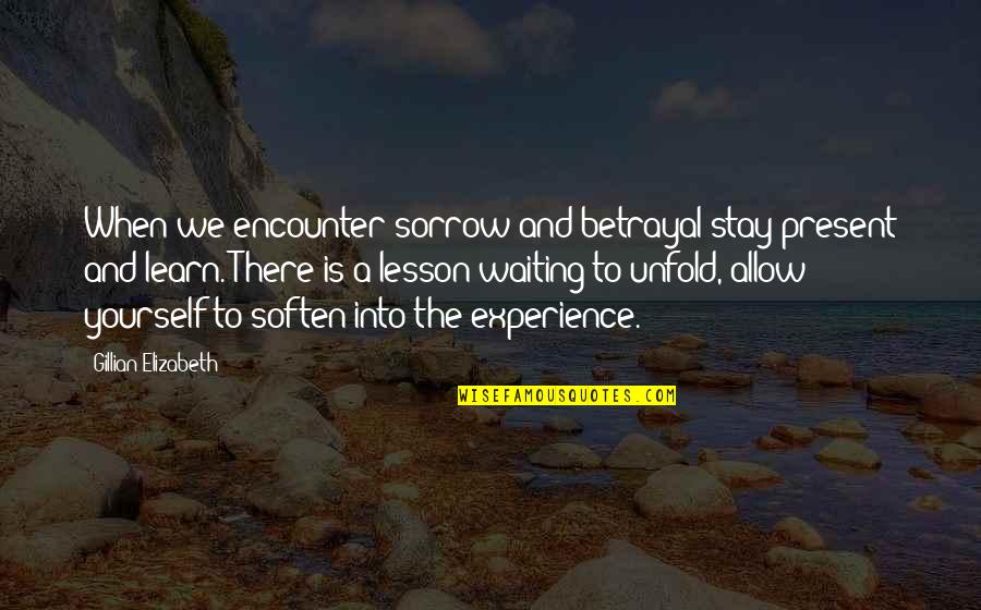 Healing Yourself Quotes By Gillian Elizabeth: When we encounter sorrow and betrayal stay present