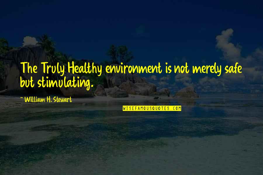 Health And Environment Quotes By William H. Stewart: The Truly Healthy environment is not merely safe Health And Environment Quotes By William H. Stewart: The Truly Healthy environment is not merely safe