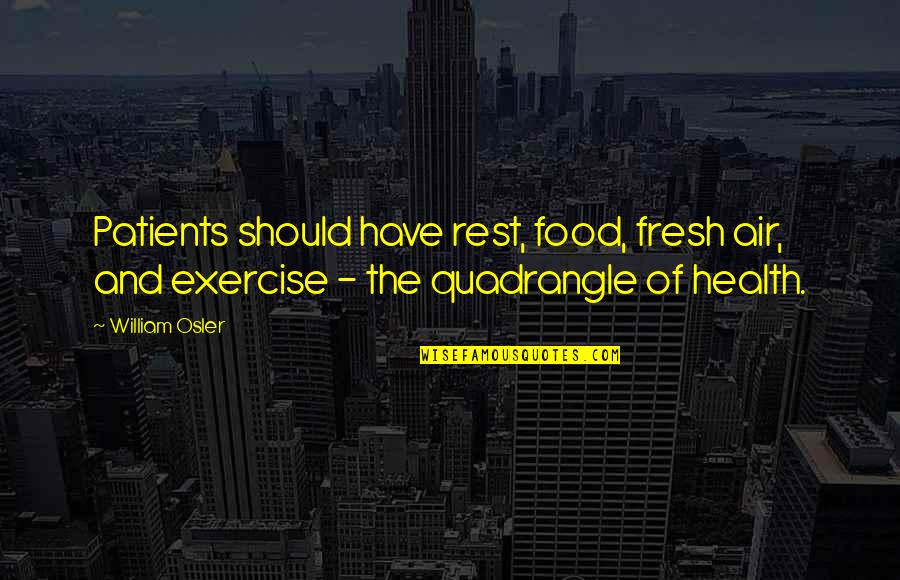 Health And Food Quotes By William Osler: Patients should have rest, food, fresh air, and