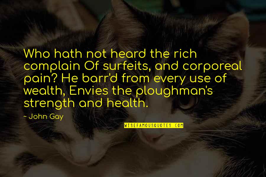Health And Wealth Quotes By John Gay: Who hath not heard the rich complain Of