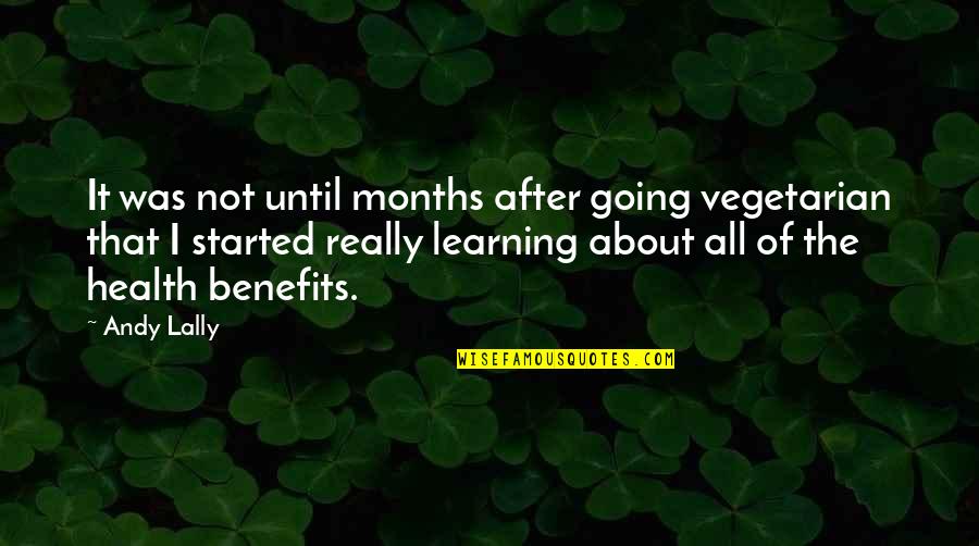 Health Benefits Quotes By Andy Lally: It was not until months after going vegetarian Health Benefits Quotes By Andy Lally: It was not until months after going vegetarian
