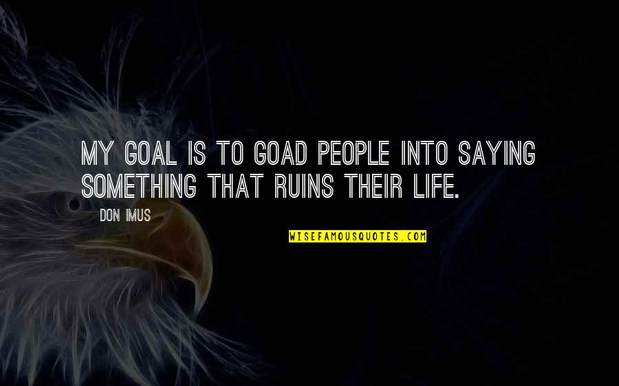 Health Care Quality Improvement Quotes By Don Imus: My goal is to goad people into saying