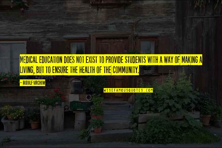 Health Education Quotes By Rudolf Virchow: Medical education does not exist to provide students