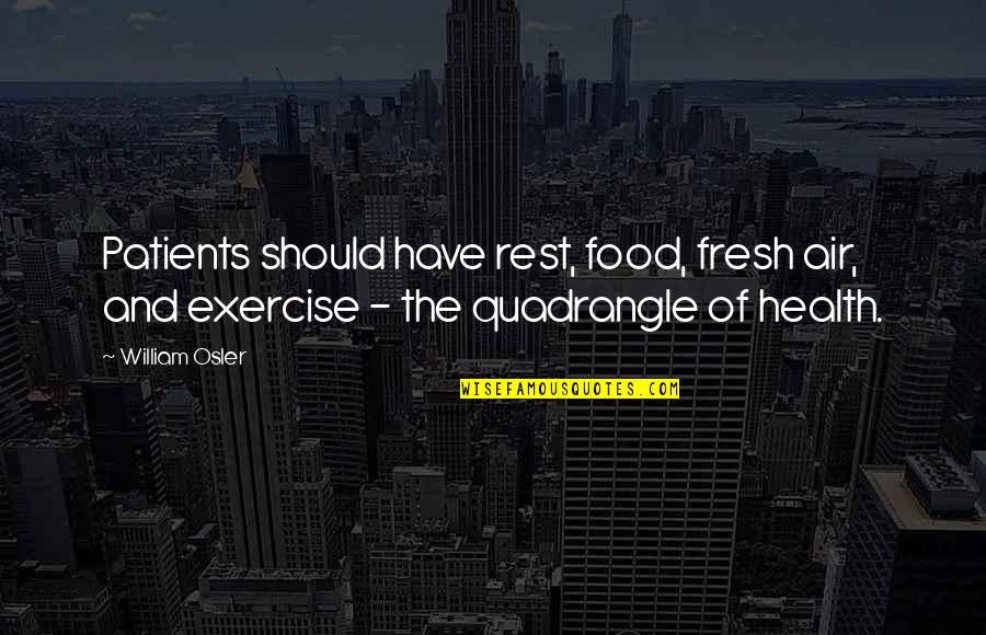 Health Food Quotes By William Osler: Patients should have rest, food, fresh air, and