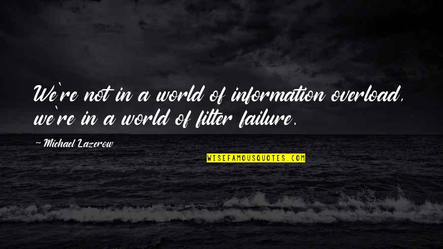 Health Is Everything Quote Quotes By Michael Lazerow: We're not in a world of information overload,