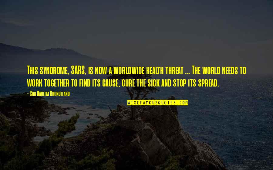 Health Over Work Quotes By Gro Harlem Brundtland: This syndrome, SARS, is now a worldwide health