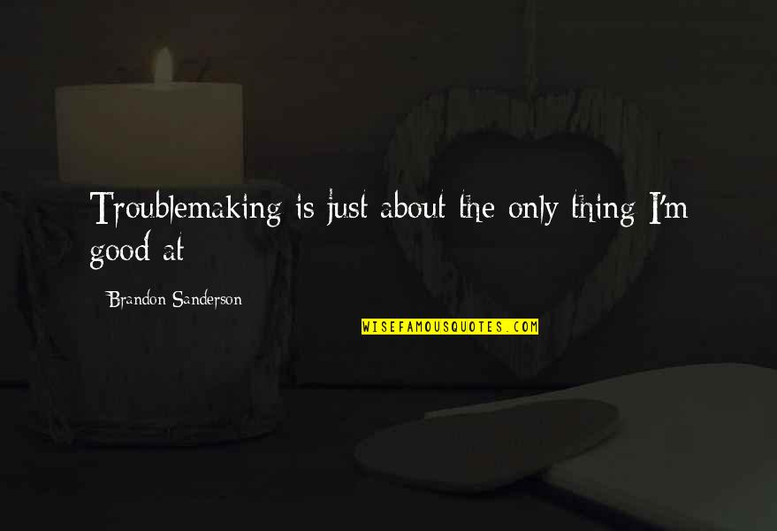 Health Services Quotes By Brandon Sanderson: Troublemaking is just about the only thing I'm