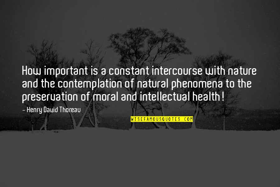 Health To Quotes By Henry David Thoreau: How important is a constant intercourse with nature Health To Quotes By Henry David Thoreau: How important is a constant intercourse with nature