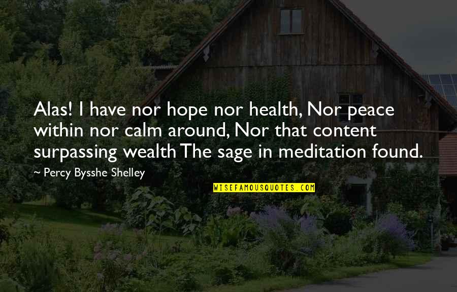 Health Wealth Quotes By Percy Bysshe Shelley: Alas! I have nor hope nor health, Nor