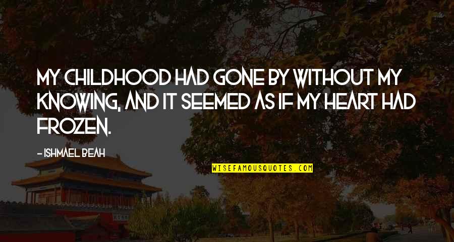 Healthfully Hannah Quotes By Ishmael Beah: My childhood had gone by without my knowing, Healthfully Hannah Quotes By Ishmael Beah: My childhood had gone by without my knowing,