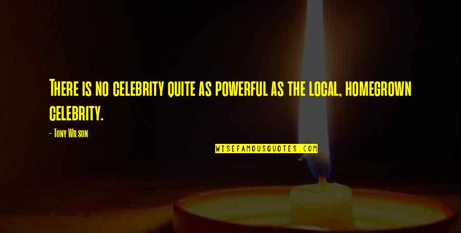 Healthfulness Quotes By Tony Wilson: There is no celebrity quite as powerful as