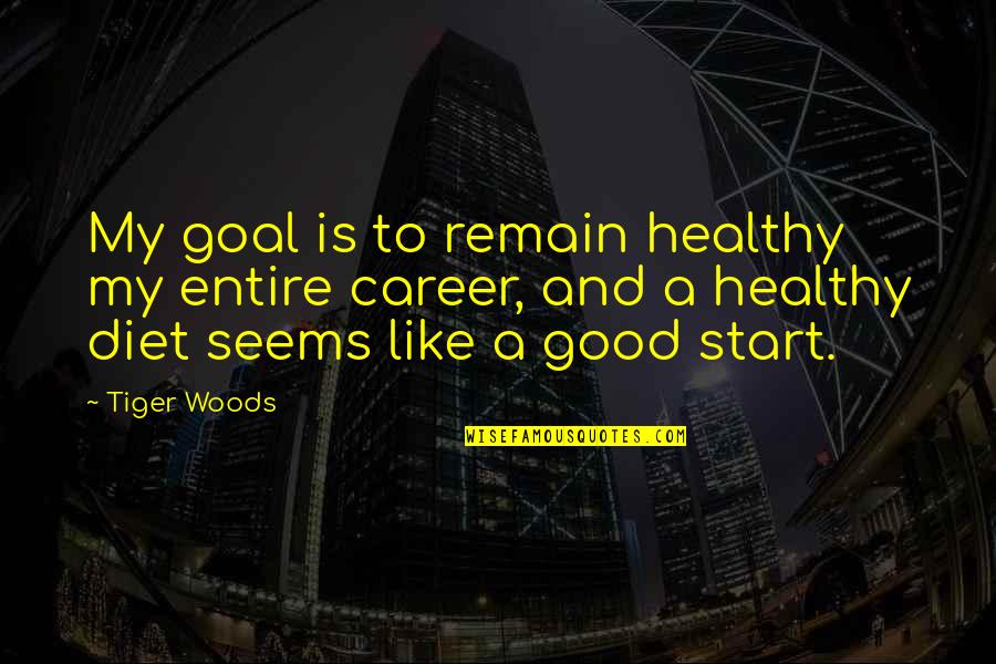 Healthy Diet Quotes By Tiger Woods: My goal is to remain healthy my entire