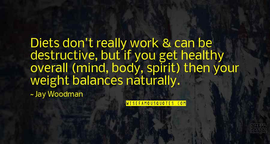 Healthy Dieting Quotes By Jay Woodman: Diets don't really work & can be destructive,