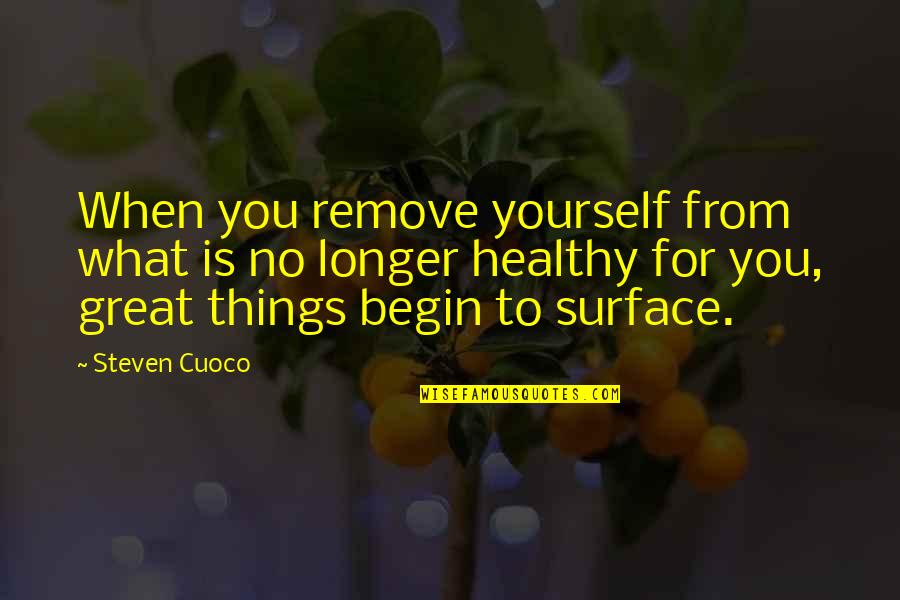 Healthy Life Inspirational Quotes By Steven Cuoco: When you remove yourself from what is no