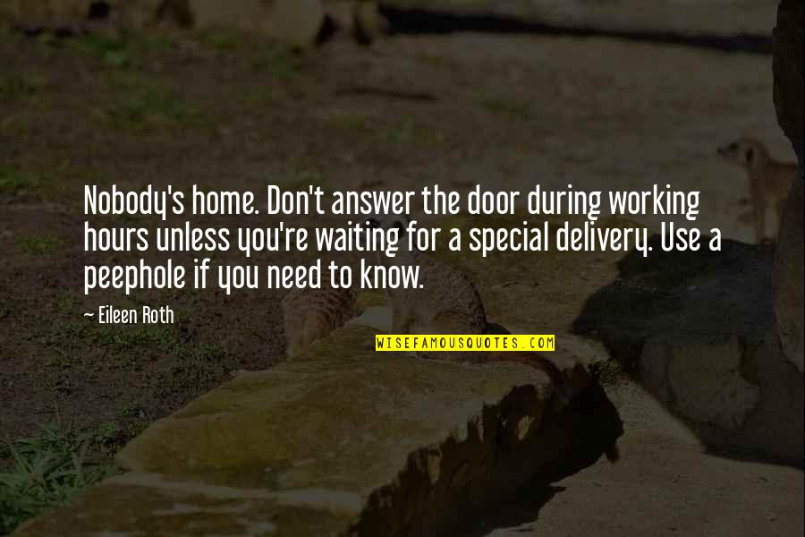 Healthy Mind Body Spirit Quotes By Eileen Roth: Nobody's home. Don't answer the door during working