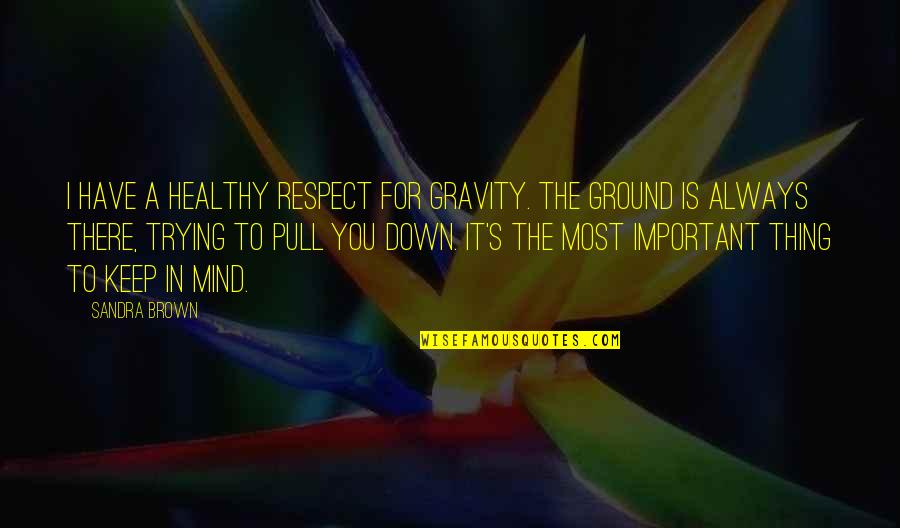 Healthy Mind Quotes By Sandra Brown: I have a healthy respect for gravity. The