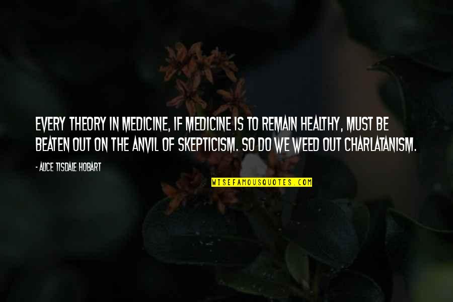 Healthy Skepticism Quotes By Alice Tisdale Hobart: Every theory in medicine, if medicine is to Healthy Skepticism Quotes By Alice Tisdale Hobart: Every theory in medicine, if medicine is to