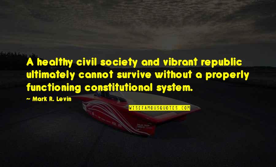 Healthy Society Quotes By Mark R. Levin: A healthy civil society and vibrant republic ultimately