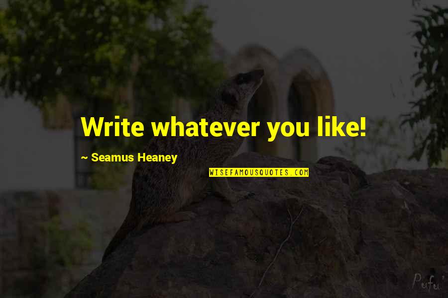 Heaney's Quotes By Seamus Heaney: Write whatever you like!