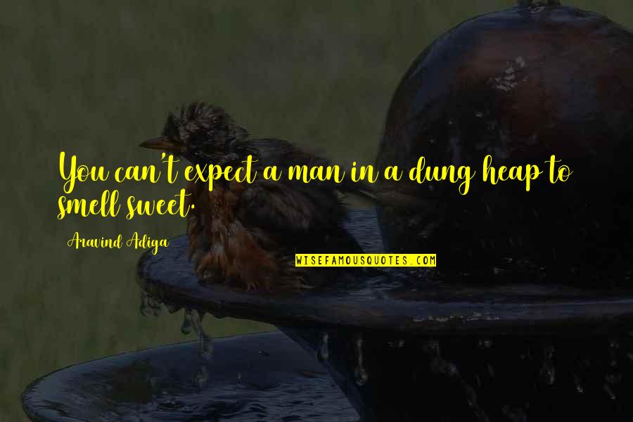 Heap Quotes By Aravind Adiga: You can't expect a man in a dung