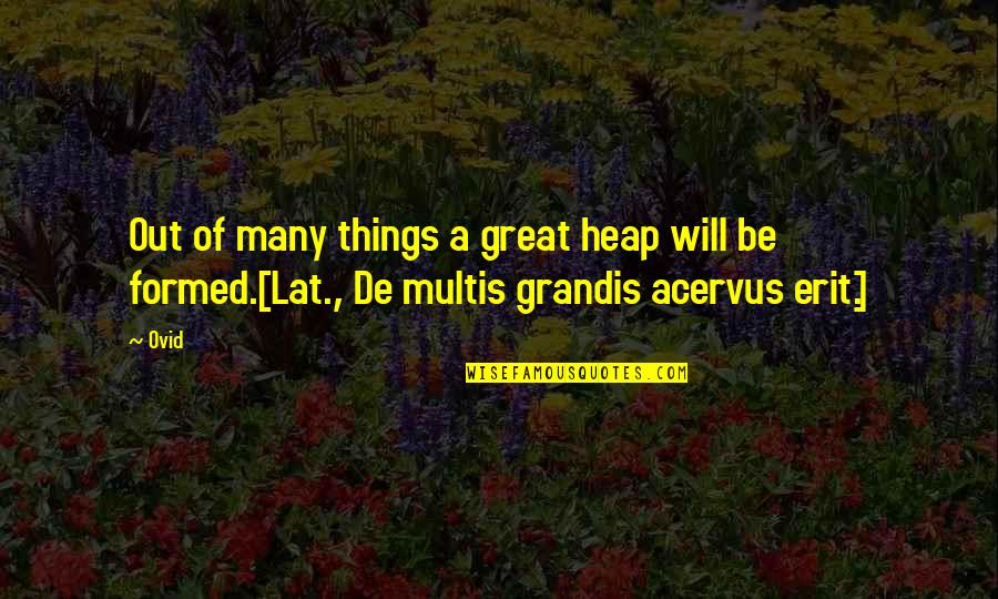 Heap Quotes By Ovid: Out of many things a great heap will