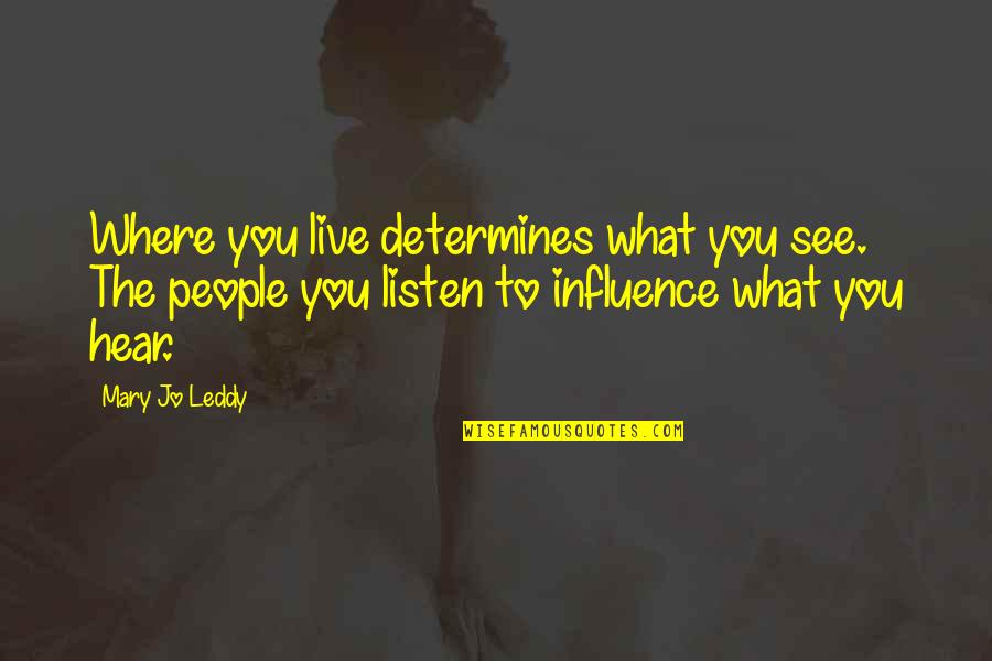 Hear Listen Quotes By Mary Jo Leddy: Where you live determines what you see. The