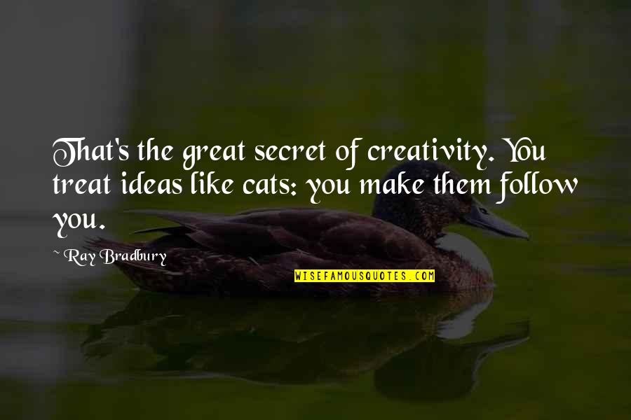 Hear No Lies Quotes By Ray Bradbury: That's the great secret of creativity. You treat