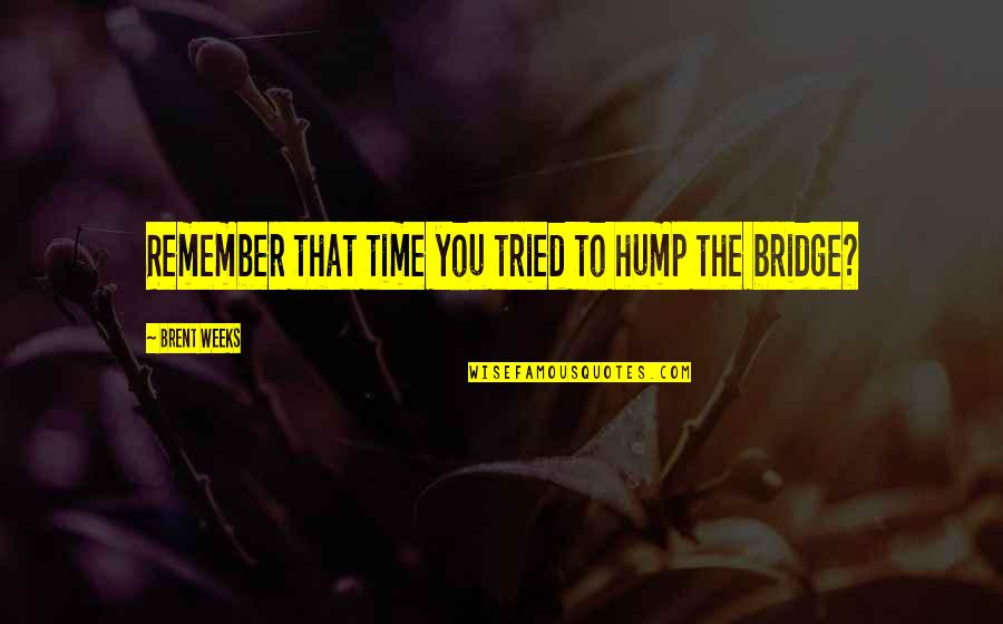 Heardship Quotes By Brent Weeks: Remember that time you tried to hump the