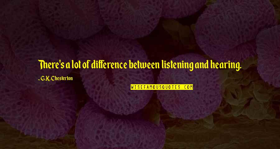 Hearing Quotes By G.K. Chesterton: There's a lot of difference between listening and