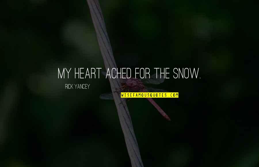 Heart Ached Quotes By Rick Yancey: My heart ached for the snow.