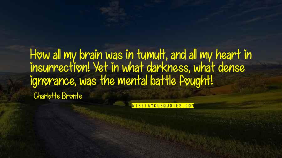 Heart And Brain Quotes By Charlotte Bronte: How all my brain was in tumult, and