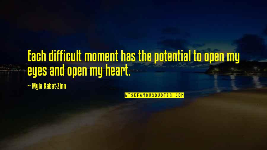 Heart And Eyes Quotes By Myla Kabat-Zinn: Each difficult moment has the potential to open