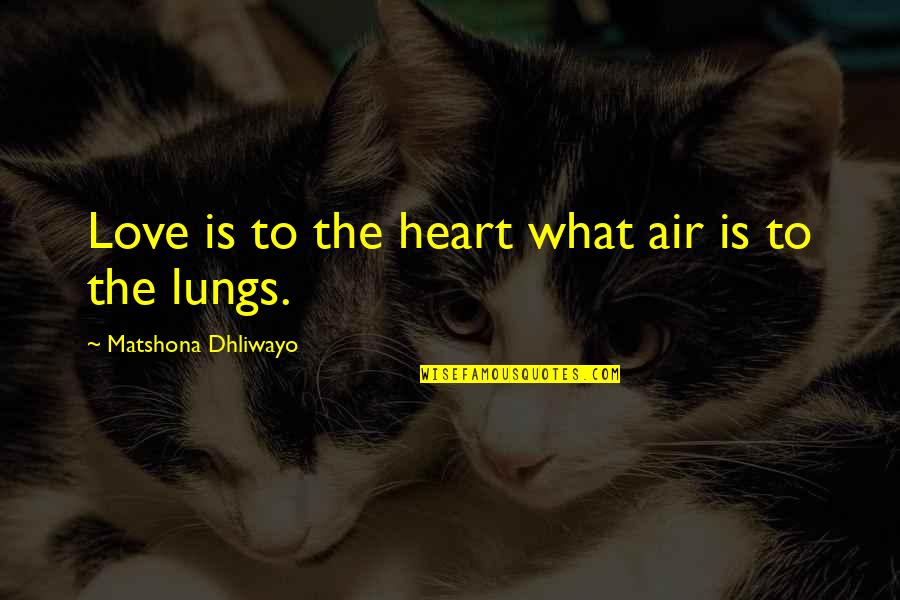 Heart And Lungs Quotes By Matshona Dhliwayo: Love is to the heart what air is