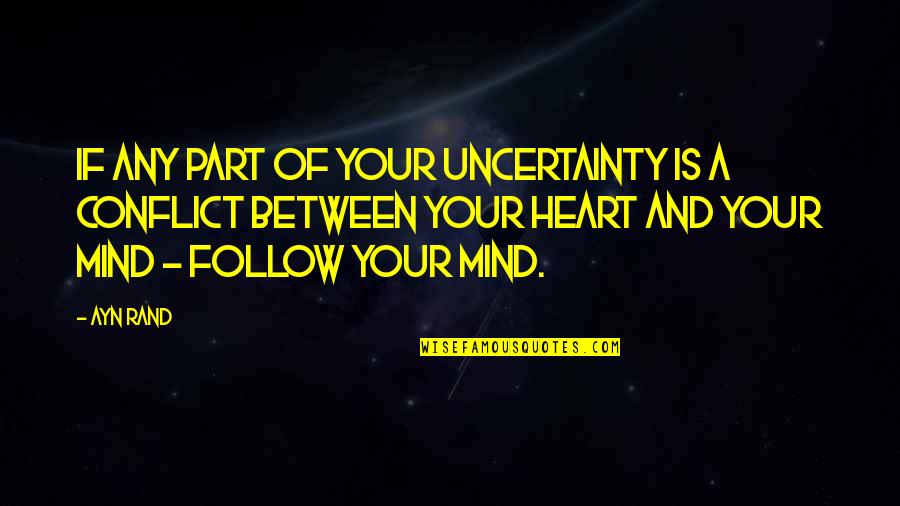 Heart And Mind Conflict Quotes By Ayn Rand: If any part of your uncertainty is a