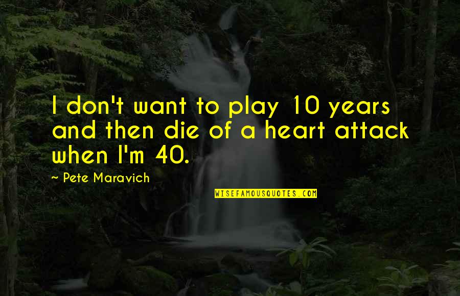 Heart Attack Quotes By Pete Maravich: I don't want to play 10 years and