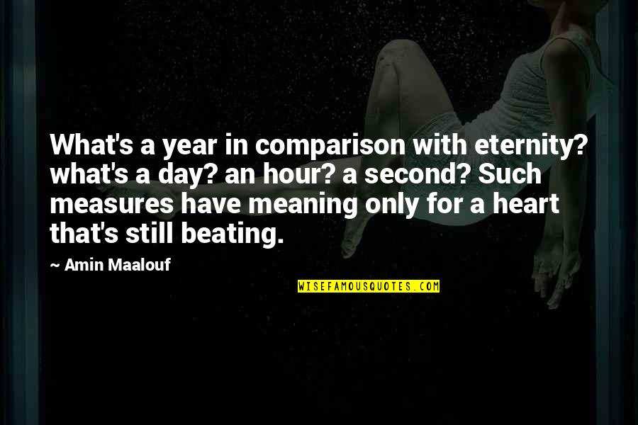 Heart Beating Quotes By Amin Maalouf: What's a year in comparison with eternity? what's