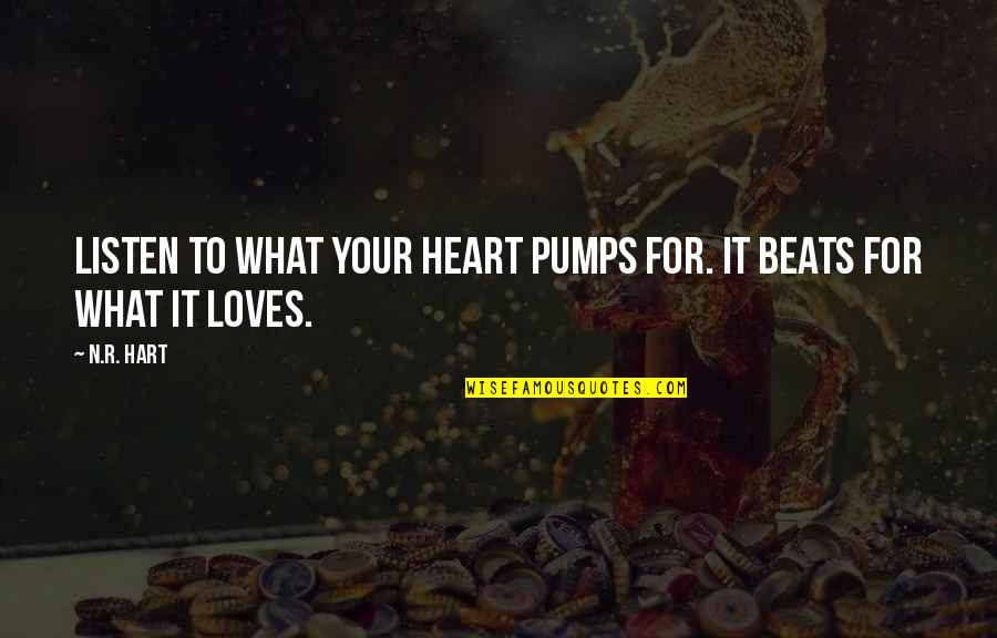 Heart Beats Love Quotes By N.R. Hart: Listen to what your heart pumps for. It