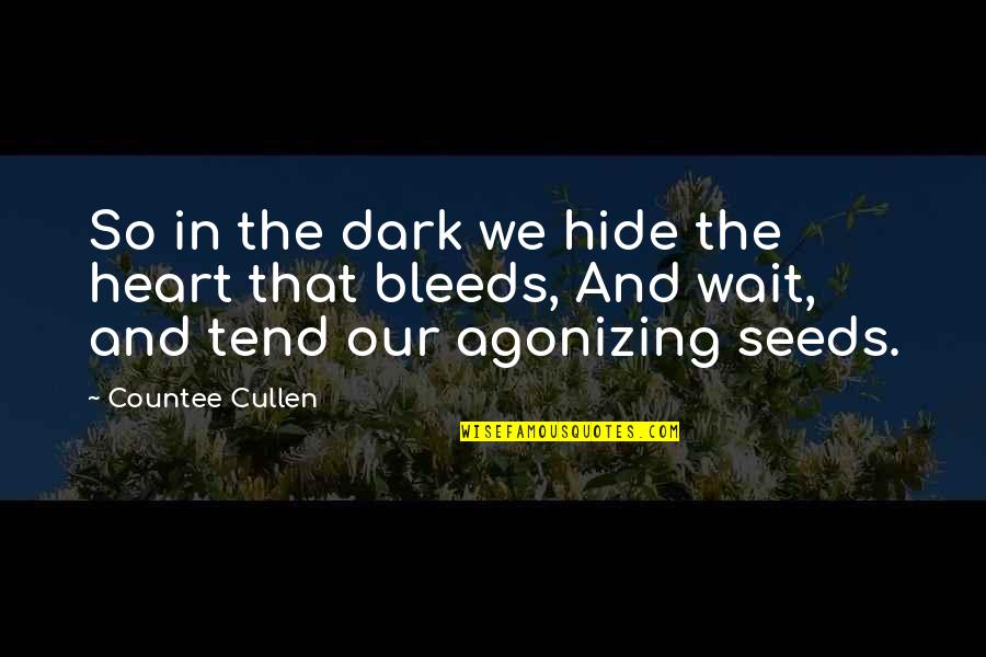 Heart Bleeds Quotes By Countee Cullen: So in the dark we hide the heart Heart Bleeds Quotes By Countee Cullen: So in the dark we hide the heart