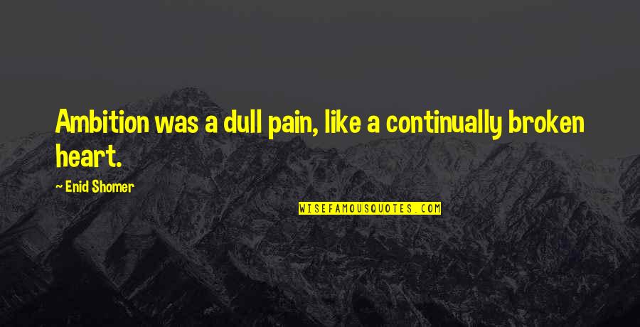 Heart Broken Pain Quotes By Enid Shomer: Ambition was a dull pain, like a continually