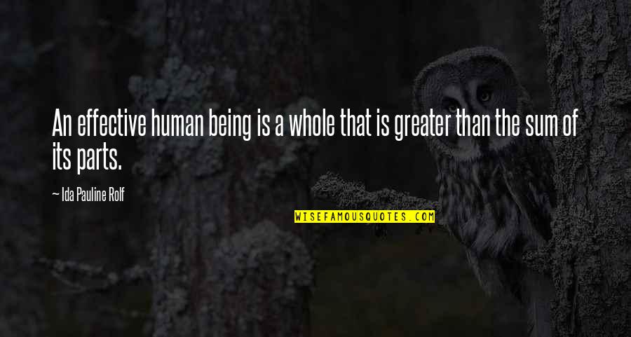 Heart Broken Painful Quotes By Ida Pauline Rolf: An effective human being is a whole that