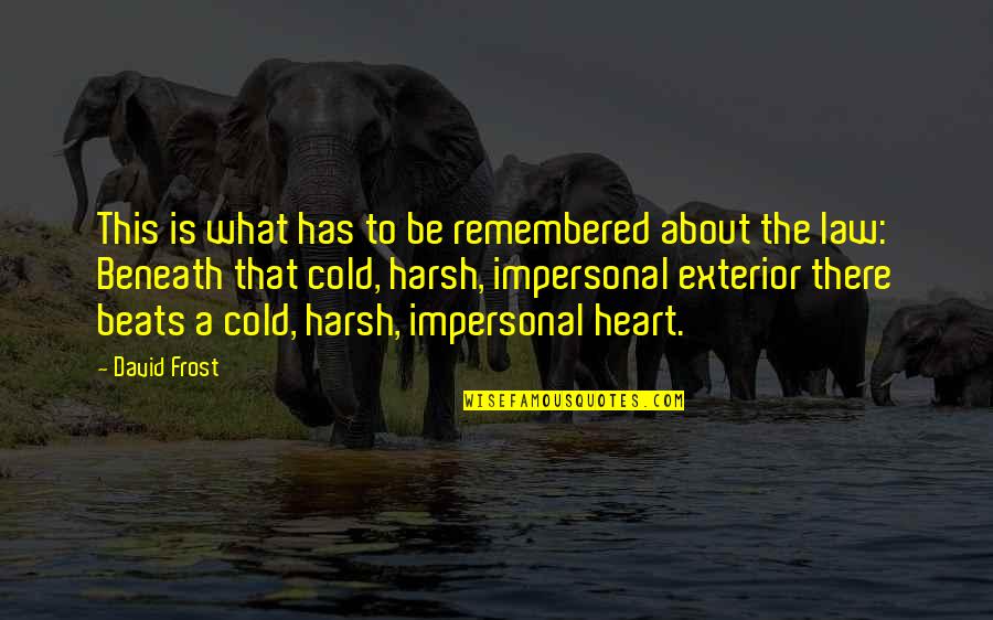 Heart Cold Quotes By David Frost: This is what has to be remembered about Heart Cold Quotes By David Frost: This is what has to be remembered about