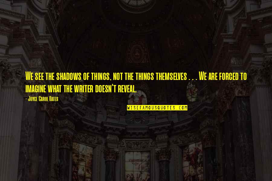 Heart Gripping Quotes By Joyce Carol Oates: We see the shadows of things, not the Heart Gripping Quotes By Joyce Carol Oates: We see the shadows of things, not the