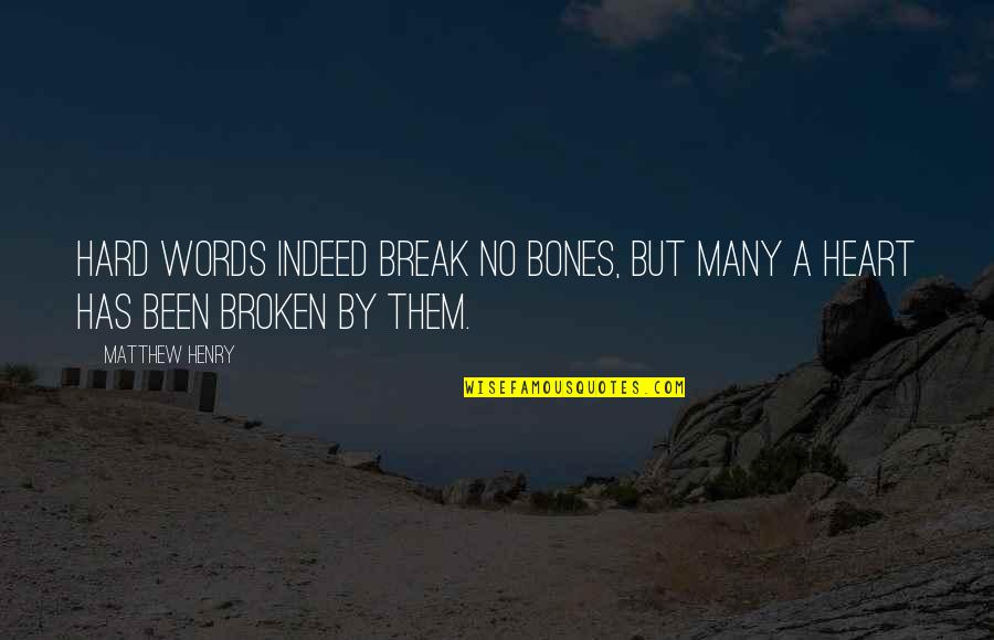 Heart Has Been Broken Quotes By Matthew Henry: Hard words indeed break no bones, but many